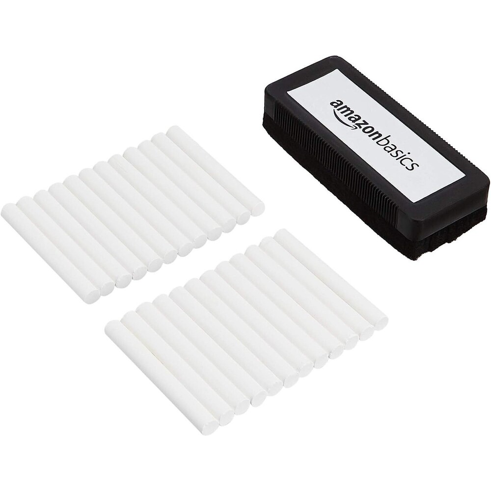 Amazon Basics Dustless Chalk with Eraser White 24 Pack